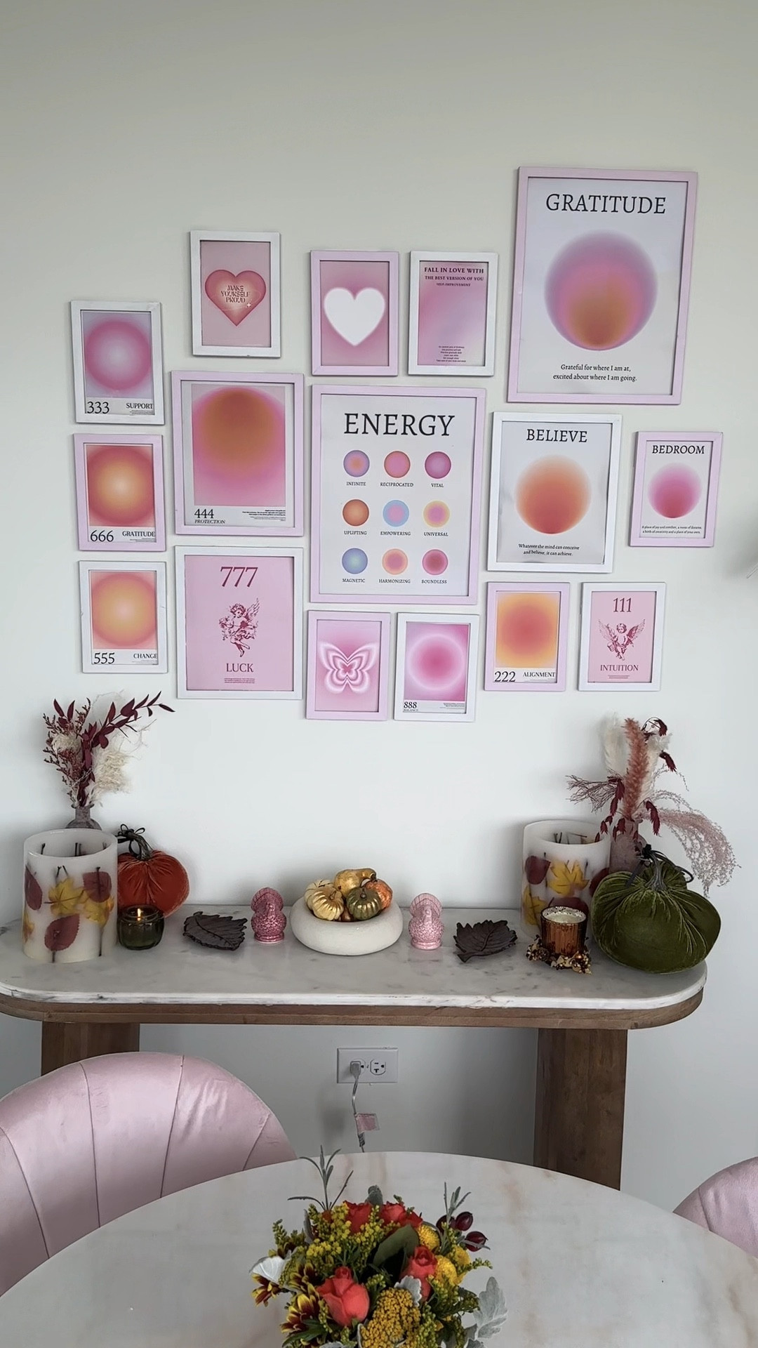 Dining Room Essentials! Other marble table is from Homegoods. Fall stuff is from my mom! 