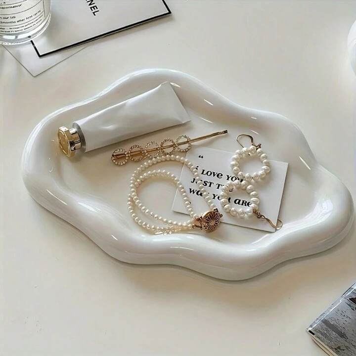 1pc Elegant Cloud-Shaped Ceramic Tray - Single Layer Luxury Jewelry And Perfume Display Stand, Je... | SHEIN