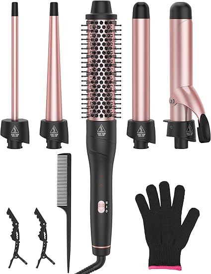 ANIEKIN 5 in 1 Curling Iron Set, Fast Heat Up Curling Wand from 3/8 to 1 1/4 Inch and a Thermal B... | Amazon (US)