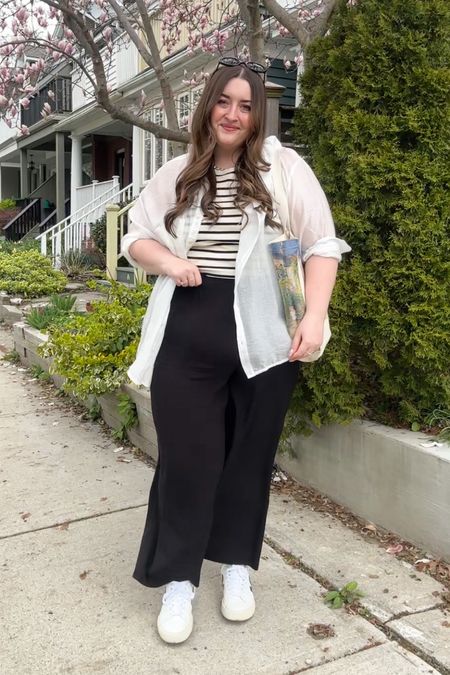 Plus size casual spring look with oversized button-up & wide leg trouser 

Sizing: XXL in tank & pant / 2X in shirt 

#LTKcurves #LTKSeasonal #LTKstyletip