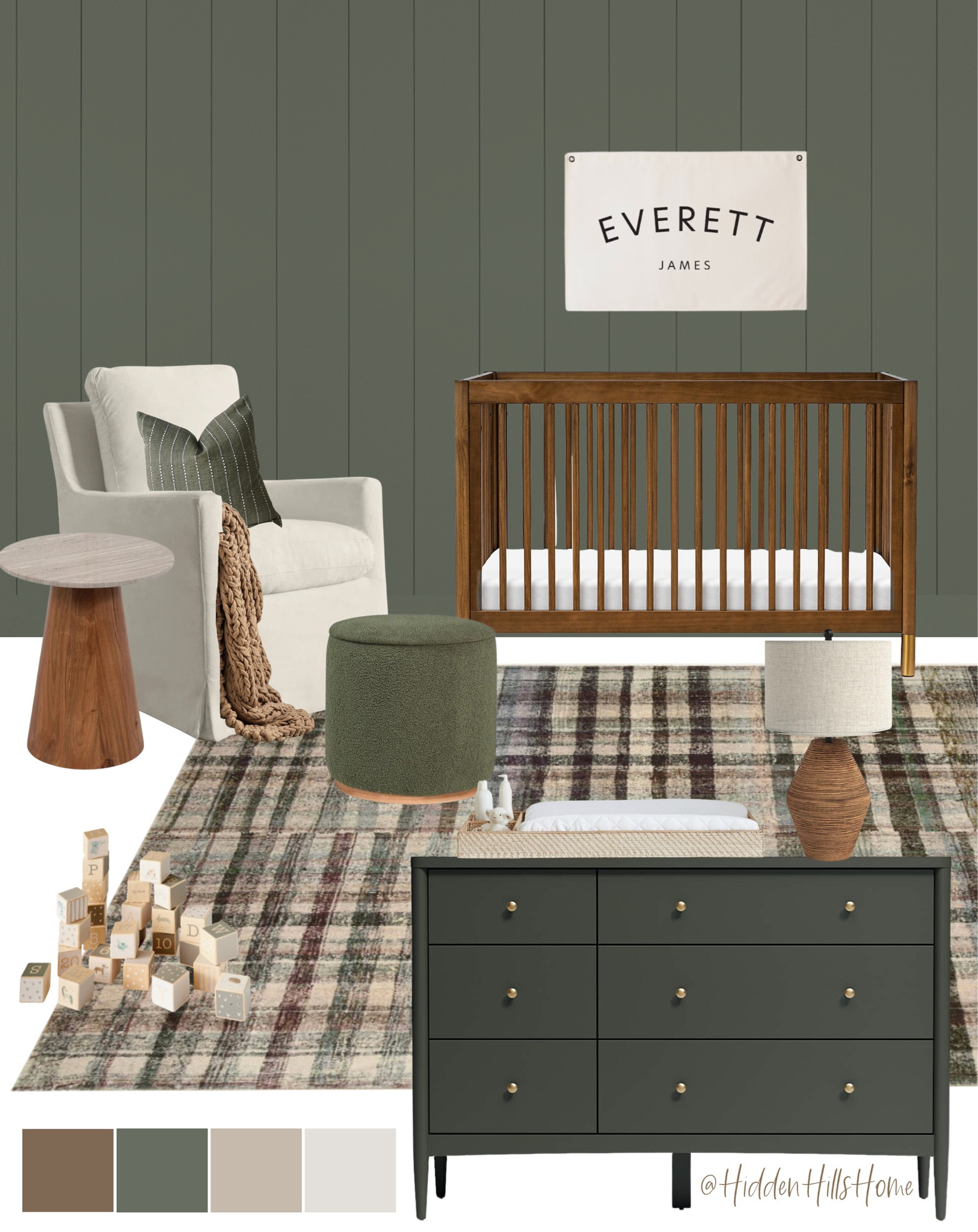 Nursery decor mood board, baby boys room, nursery inspiration, home decor, nursery design, crib #nursery 
Wall color is SW Rosemary

#LTKfamily #LTKbaby #LTKhome