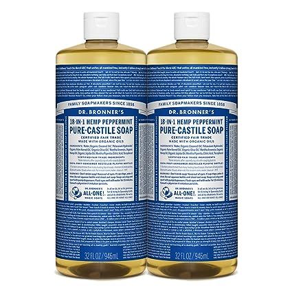 Dr. Bronner’s - Pure-Castile Liquid Soap (Peppermint, 32 ounce) - Made with Organic Oils, 18-in... | Amazon (US)