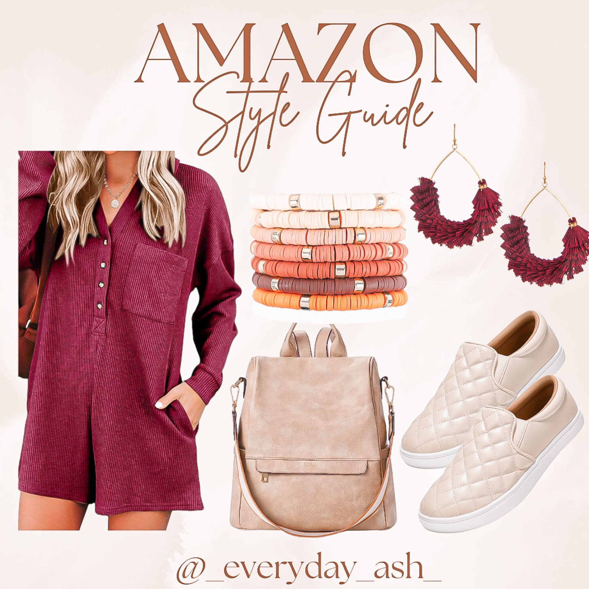 Casual fall outfit 🤎

This Amazon style guide is great for the fall transition. Take this outfit from relaxing at home , to running errands to the airplane ✈️ 

Amazon, amazon fashion, amazon outfit, fall outfit , teacher outfit, fall fashion, casual look, romper, backpack, bracelet, earrings , sneakers 

#LTKBacktoSchool #LTKtravel #LTKstyletip