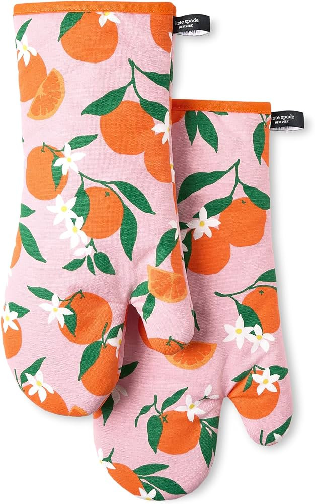 kate spade new york Squeeze The Day Oven Mitt 2-Pack Set, Heat Resistant, 100% Cotton, Orange/Pin... | Amazon (US)
