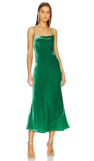 Jemima Dress | Emerald Green Velvet Dress | Green Midi Dress | Winter Dress Outfit | Revolve Clothing (Global)