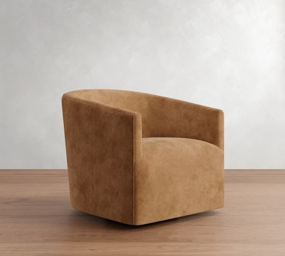 Baldwin Leather Swivel Chair | Pottery Barn (US)