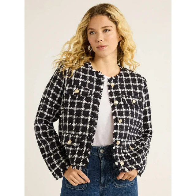 Free Assembly Women’s and Women's Plus Tweed Jacket, Sizes XS-4X | Walmart (US)