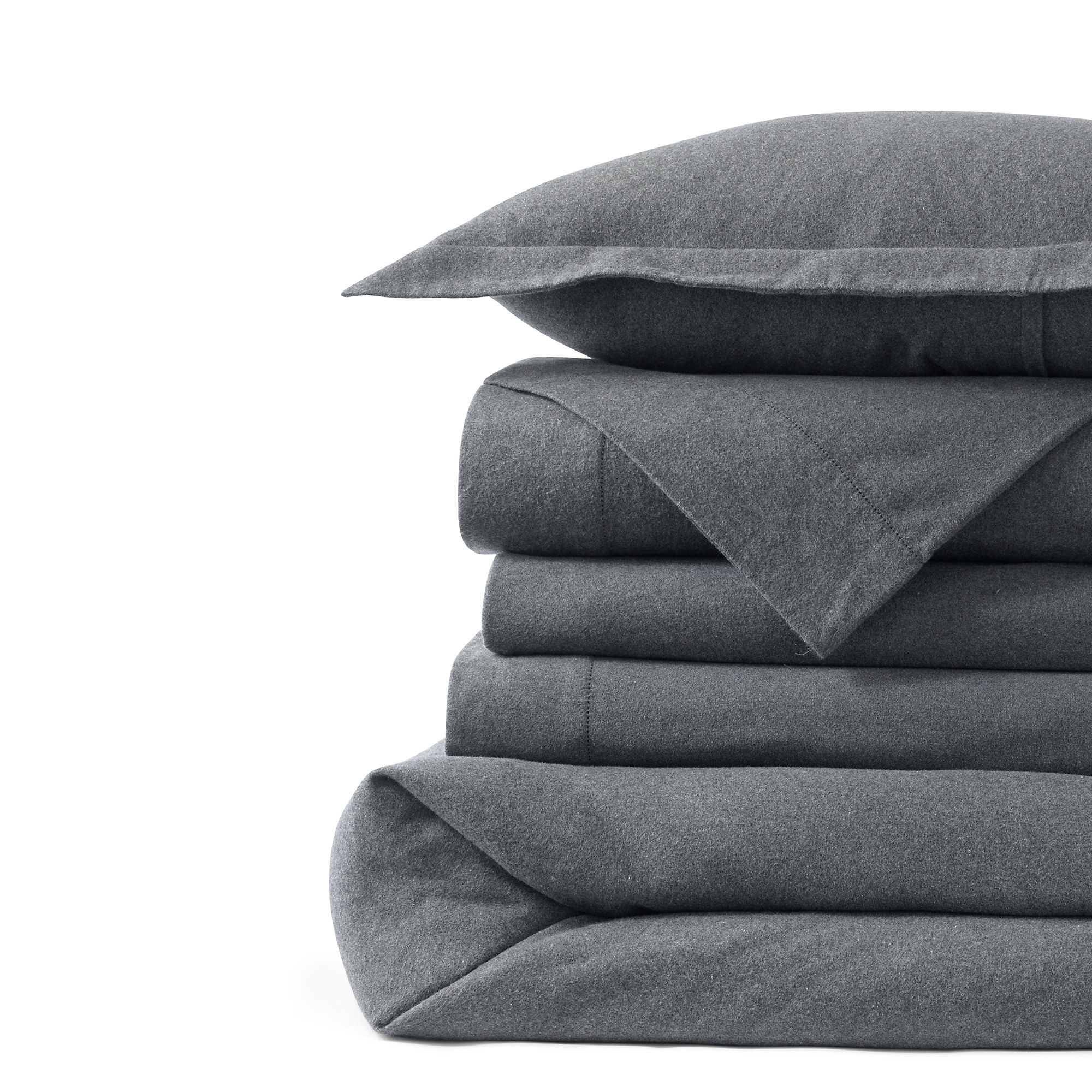 Luxe Supima Cotton Heathered Flannel Duvet Bed Cover - 6oz | Lands' End (US)