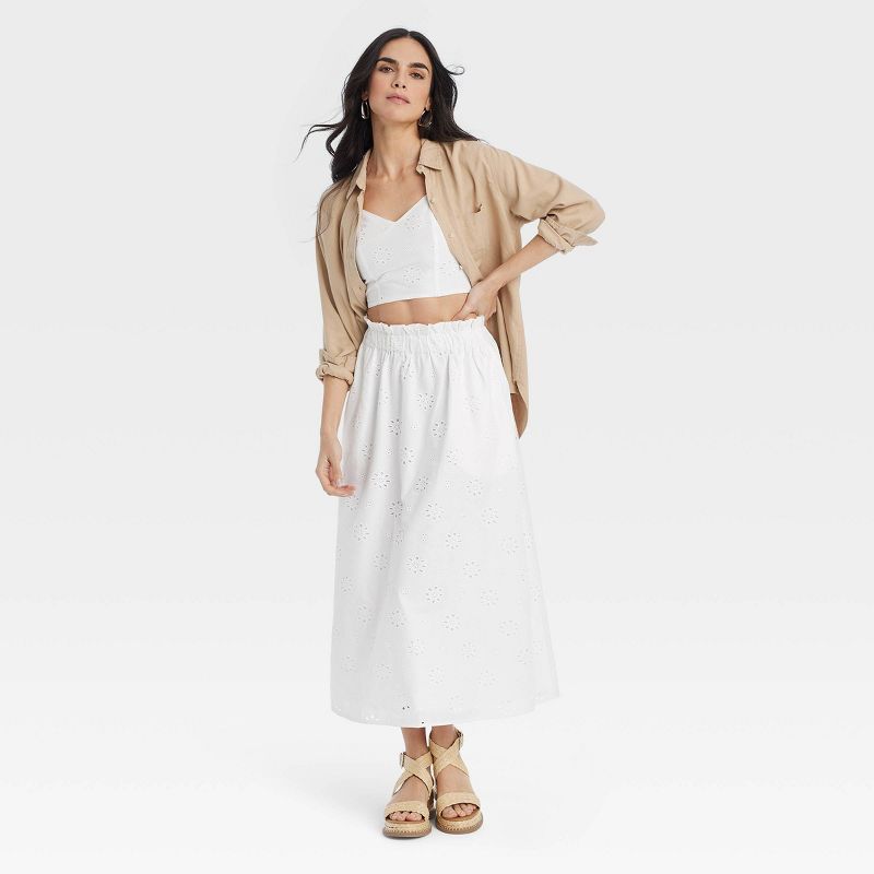 Women's Eyelet Maxi Skirt - Universal Thread™ White | Target