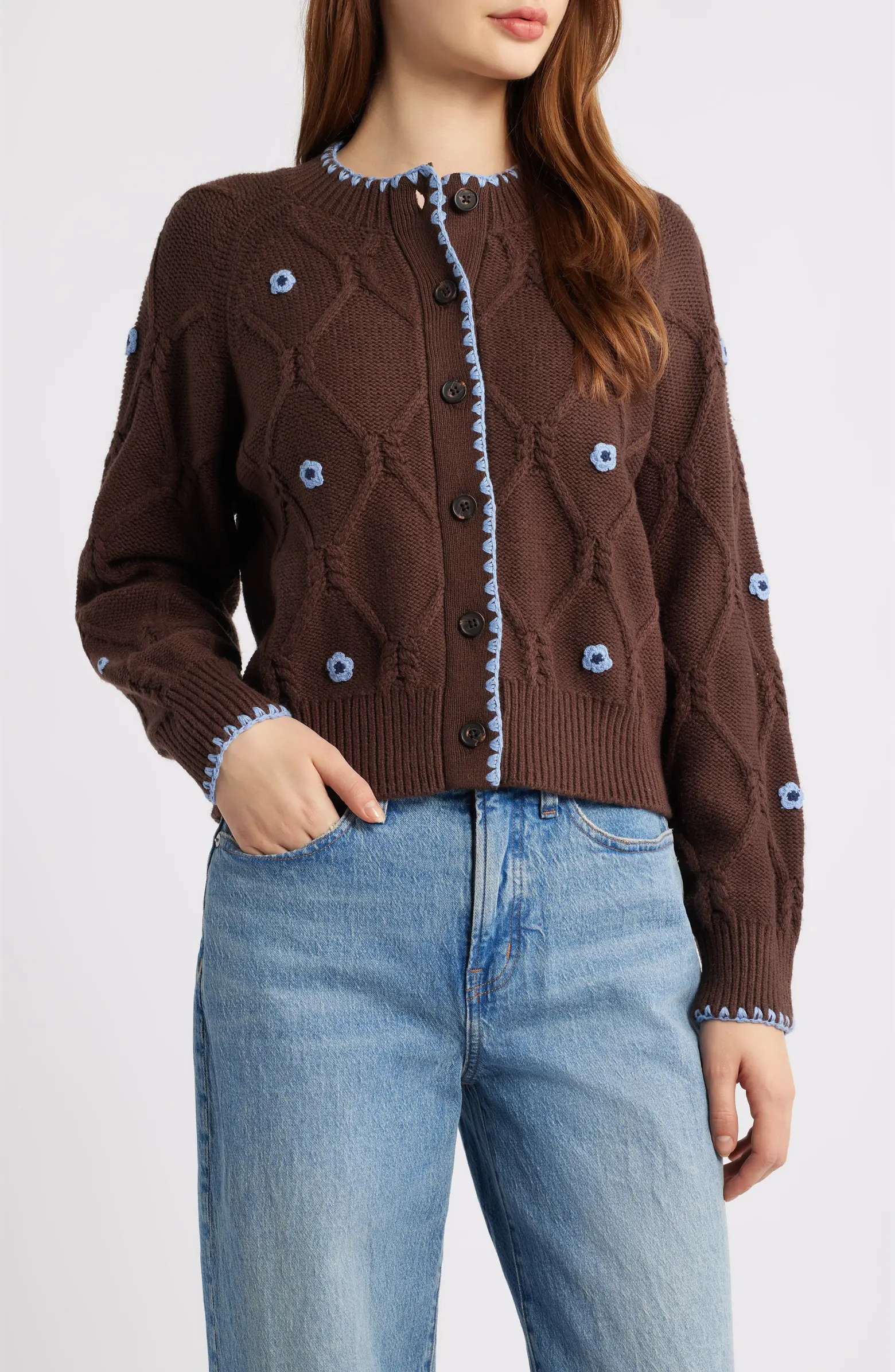 Laurie Floral Stitch Cardigan | Nordstrom