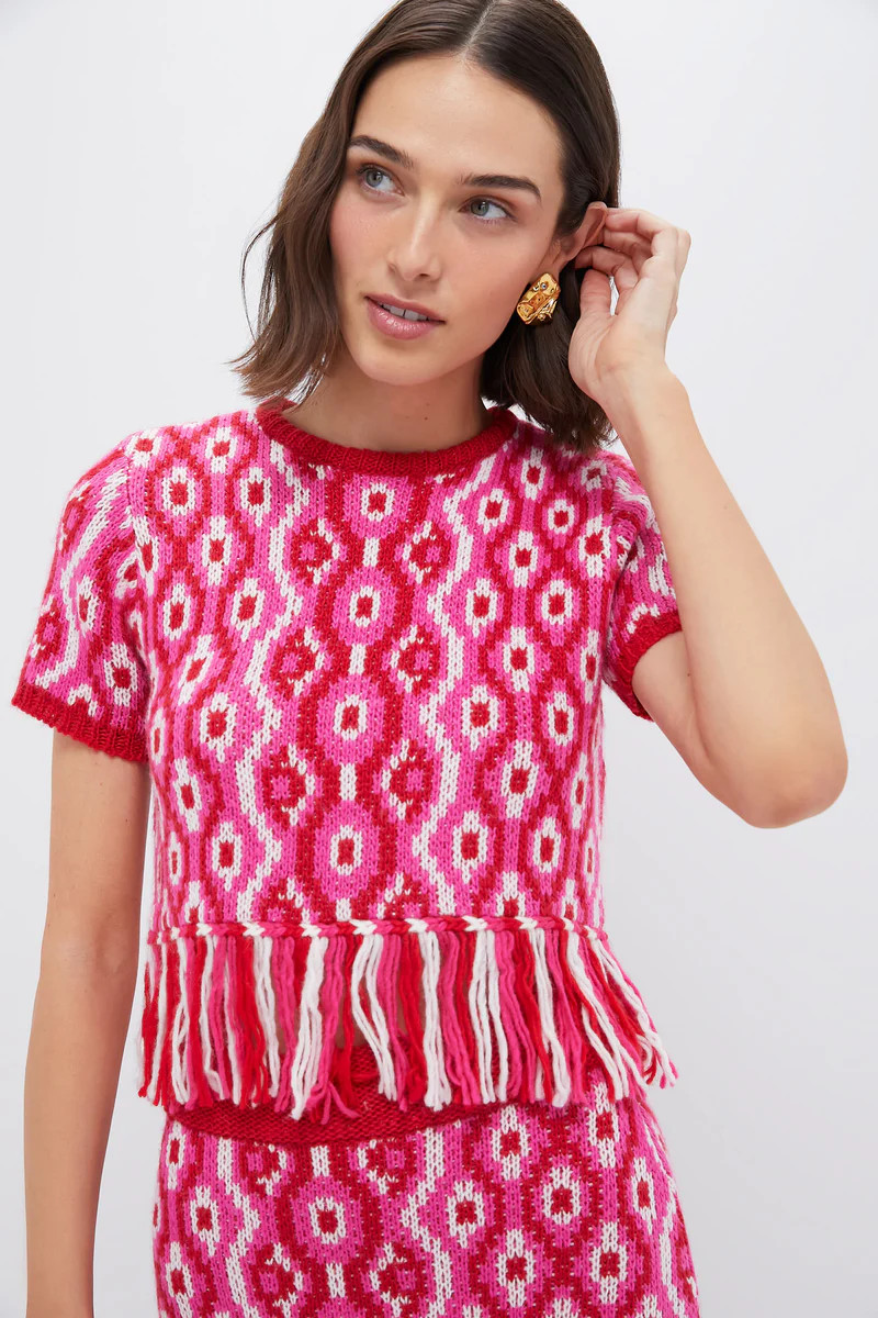 Red & Pink Geo Knit Mara Top | Tuckernuck (US)