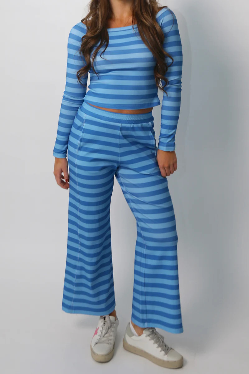 Stripe Pant - Cotton Candy Blue | Ave and Liv Boutique
