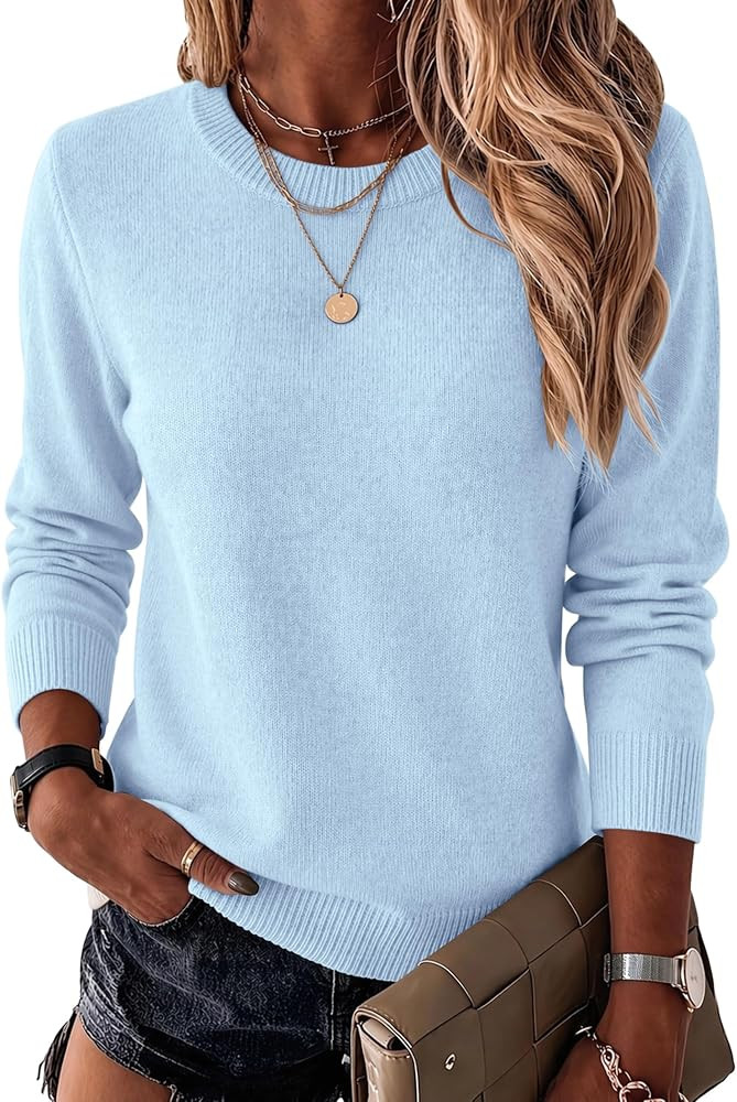 Zeagoo Womens Wool Blend Sweater Crewneck Long Sleeve Tops Fashion Clothing | Amazon (US)