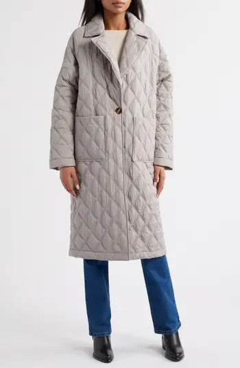 Diamond Quilted Long Coat | Nordstrom