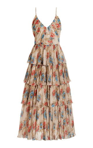 Roanne Tiered Floral-Plisse Midi Dress | Moda Operandi (Global)
