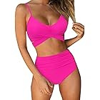 Women Criss Cross High Waisted String Floral Printed 2 Piece Bathing Suits | Amazon (US)