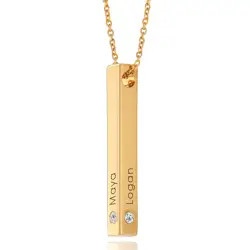Totem 3D Bar Necklace with Diamonds in 18K Gold Plating | MYKA