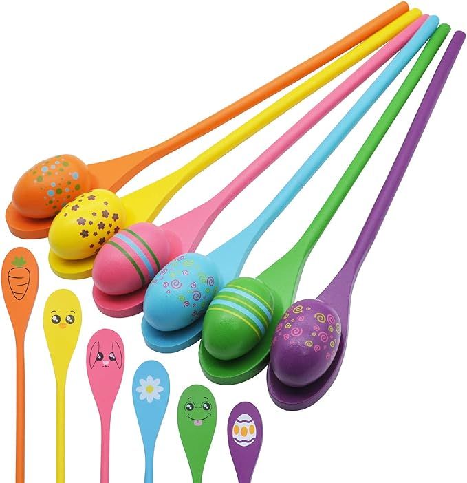 Easter Egg and Spoon Race Game Set; 6 Eyeballs and Spoons with Assorted Colors for Kids and Adult... | Amazon (US)