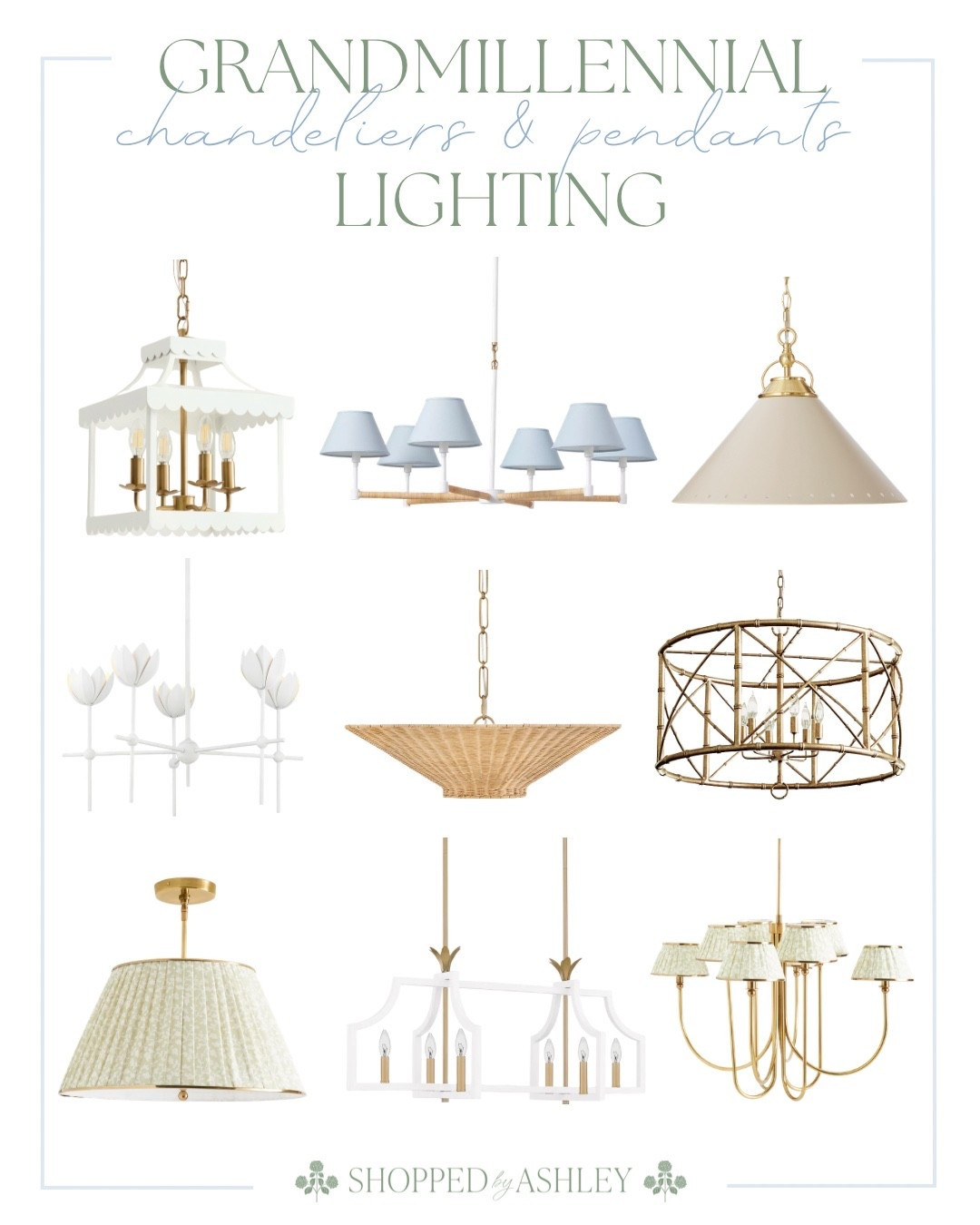 These grandmillennial chandeliers and pendants are full of timeless details like scalloped edges, soft pleated shades, floral tulip silhouettes, woven rattan, bamboo accents, and classic brass finishes. From airy lantern styles to elegant multi-light chandeliers, each piece brings that collected, heirloom look to your space.

Beautiful for dining rooms, kitchens, and entryways, these are perfect if you love classic lighting with a fresh twist. Save this post for lighting ideas that instantly add charm and character to your home. 🤍

grandmillennial lighting, grandmillennial chandelier, grandmillennial pendant light, scalloped chandelier, pleated shade chandelier, floral chandelier lighting, rattan pendant light, bamboo chandelier, brass chandelier shades, classic dining room chandelier, kitchen pendant lighting ideas, Wayfair grandmillennial lighting, Wayfair chandeliers, Amazon grandmillennial lighting, Amazon chandeliers, Ballard Designs chandelier style, Ballard Designs lighting inspiration, preppy home lighting, timeless home lighting

#LTKHome