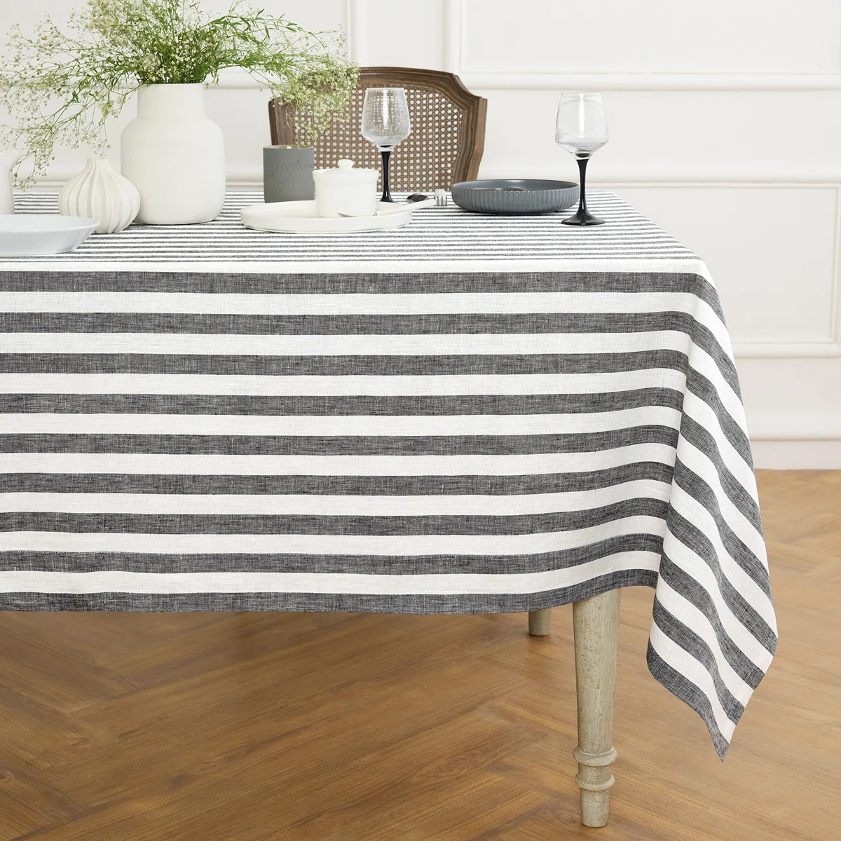 Sorrento Stripe - 100% Pure Linen Tablecloth | Wayfair North America
