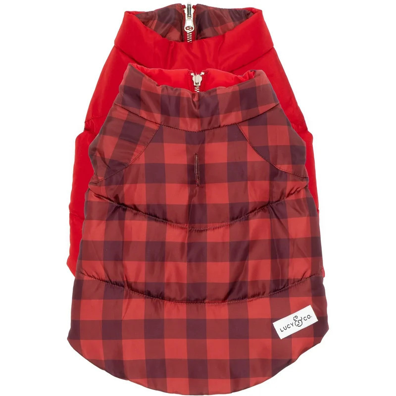 Lucy & Co. Holly Jolly Reversible Puffer Vest - Red - M | Verishop