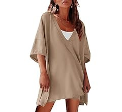 SENSERISE Womens Workout Set 2 Piece Outfits Short Sleeve V Neck T Shirts Biker Shorts Yoga Rever... | Amazon (US)