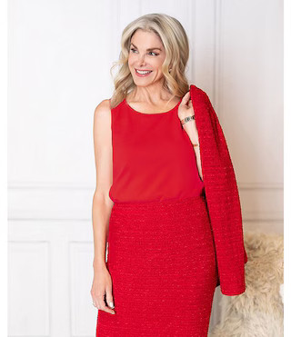 x Tanya Foster Crepe Scoop Neck Sleeveless Tank | Dillard's