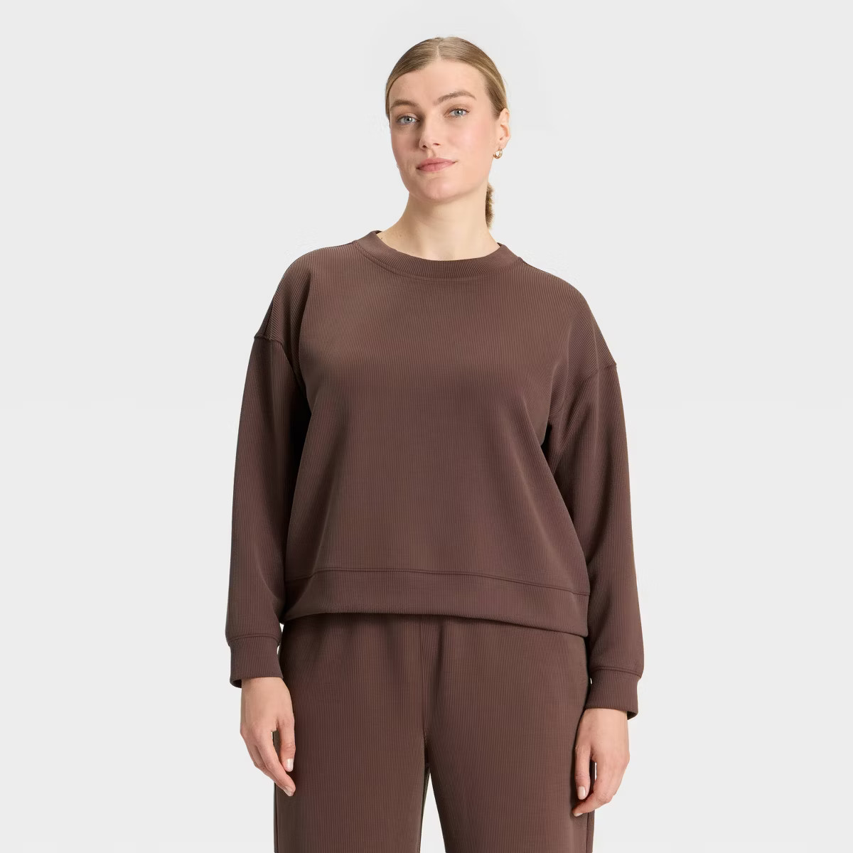 Women's Airy Sleek Ribbed Crewneck Sweatshirt - All In Motion™ | Target