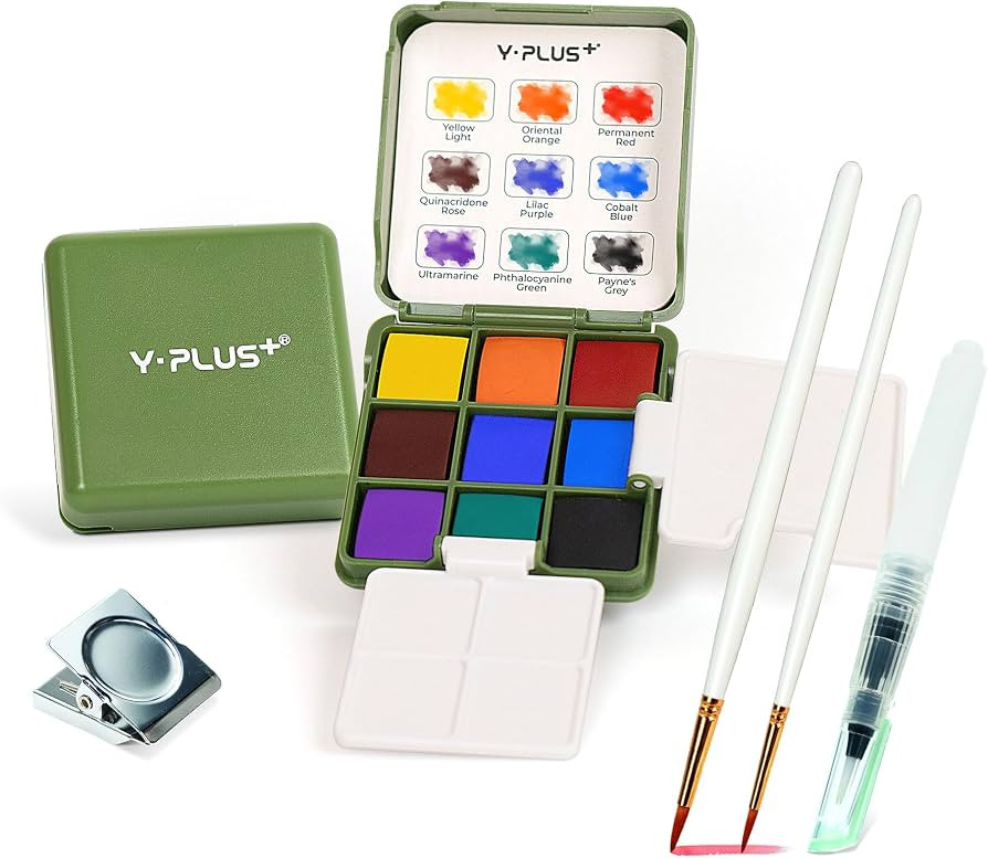 Watercolor Palette and Brush, Compact Painting Set for Travel, Beginners, Artists, and Adults | Amazon (US)