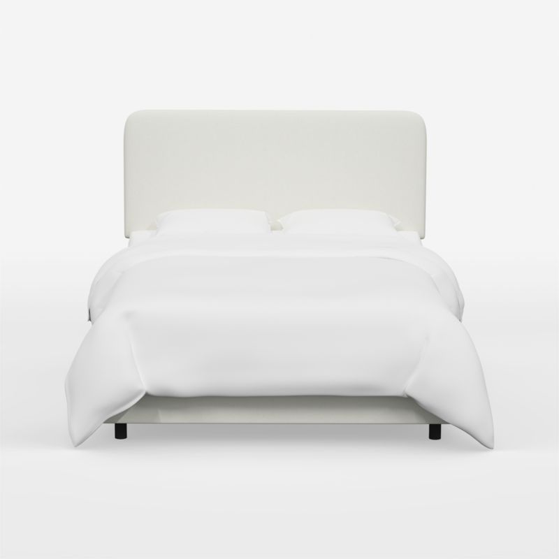 Genevieve Linen White Upholstered Queen Bed | Crate & Barrel | Crate & Barrel