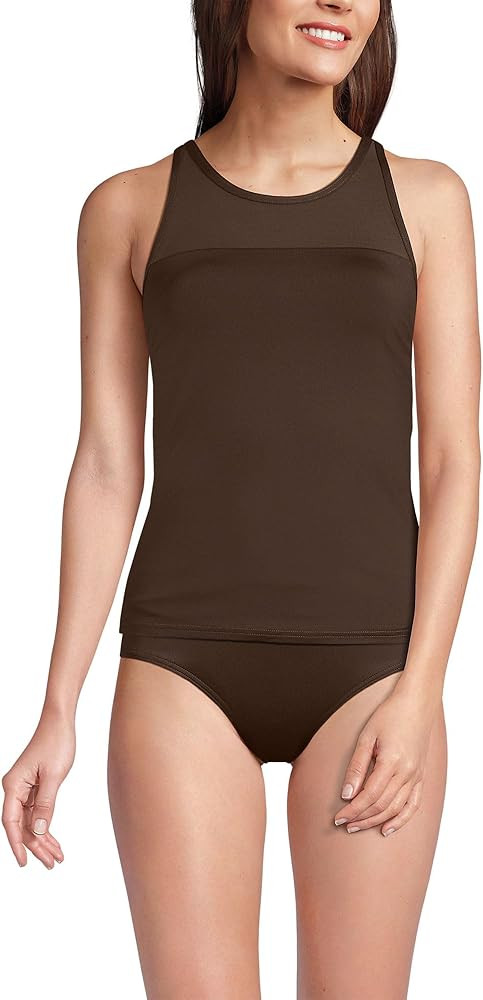 Lands' End Women's Chlorine Resistant Smoothing Control High Neck Tankini Swimsuit Top | Amazon (US)