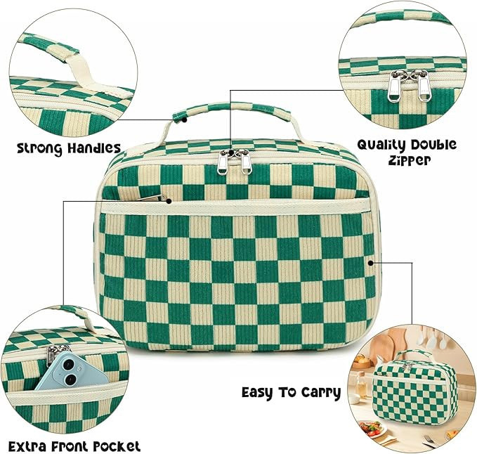 Bluboon Kids Girls Lunch Bag Insulated Lunch Box for school Corduroy Lunch Cooler Organizer Schoo... | Amazon (US)