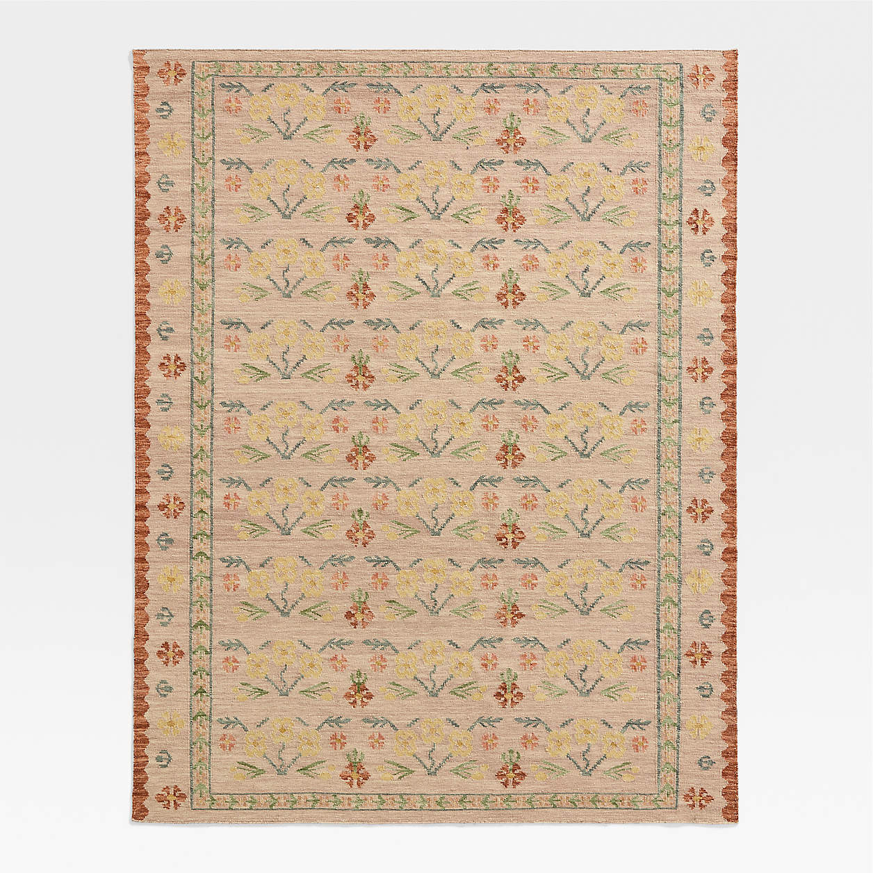 Tansie Floral Kilim Purple Wool and Cotton Kids Area Rug 5x8 by Sharland England | Crate & Kids | Crate & Barrel