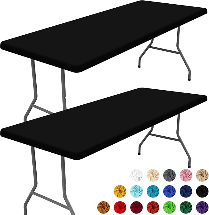 Spandex Picnic Table Cloth 2 Pack, Elastic Fitted Tablecloths for 6 Foot Rectangle Tables, Stretc... | Amazon (US)