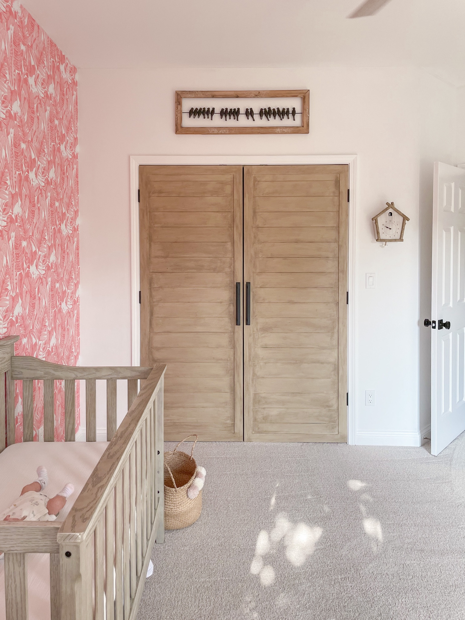 Girl nursery inspo. Faux wood shiplap door tutorial saved to IG highlights. 

#LTKhome #LTKbaby