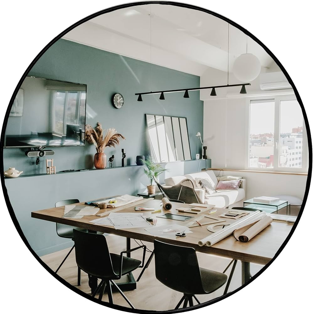 HBCY Creations Large Round Mirror, Black 36 inch Wall Mirror for Entryway, Bathroom, Living Room ... | Amazon (US)