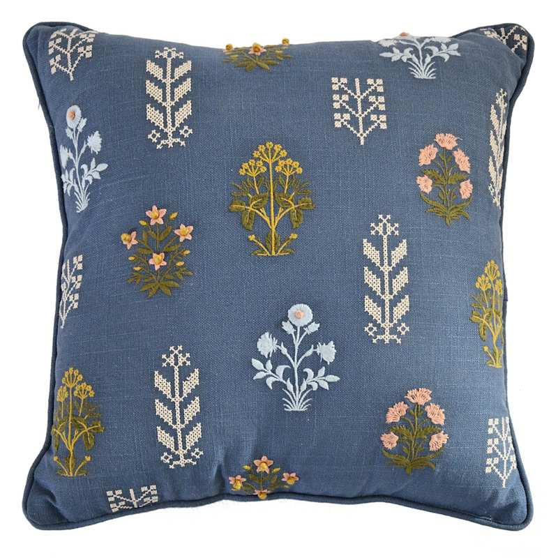 Honeybloom Floral Cross Stitch Throw Pillow, 18" | At Home