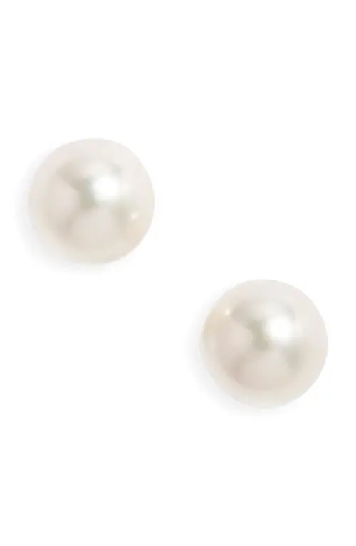 Nordstrom Akoya Pearl Stud Earrings in White- 14K White Gold at Nordstrom, Size 7 Mm | Nordstrom