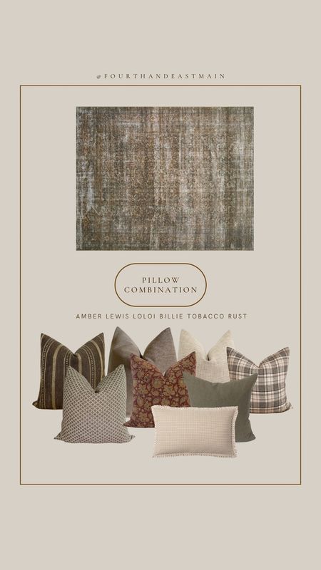 get the look pillow combination with amber lewis loloi tobacco rust rug

pillow combination 
pillow roundup 
affordable pillow
amber interiors 
amber interiors dupe


#LTKhome