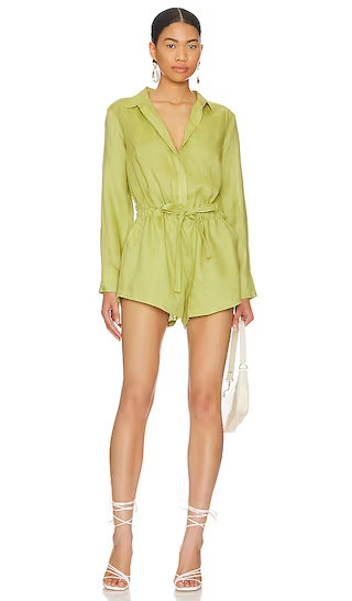 Linen Playsuit in Soft Olive | Lime Green Romper | Vacation Romper | Spring Summer Romper Outfit | Revolve Clothing (Global)