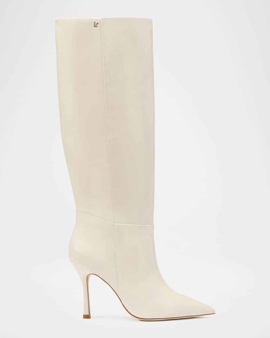 Larroude Kate Leather Stiletto Mid Boots | Neiman Marcus