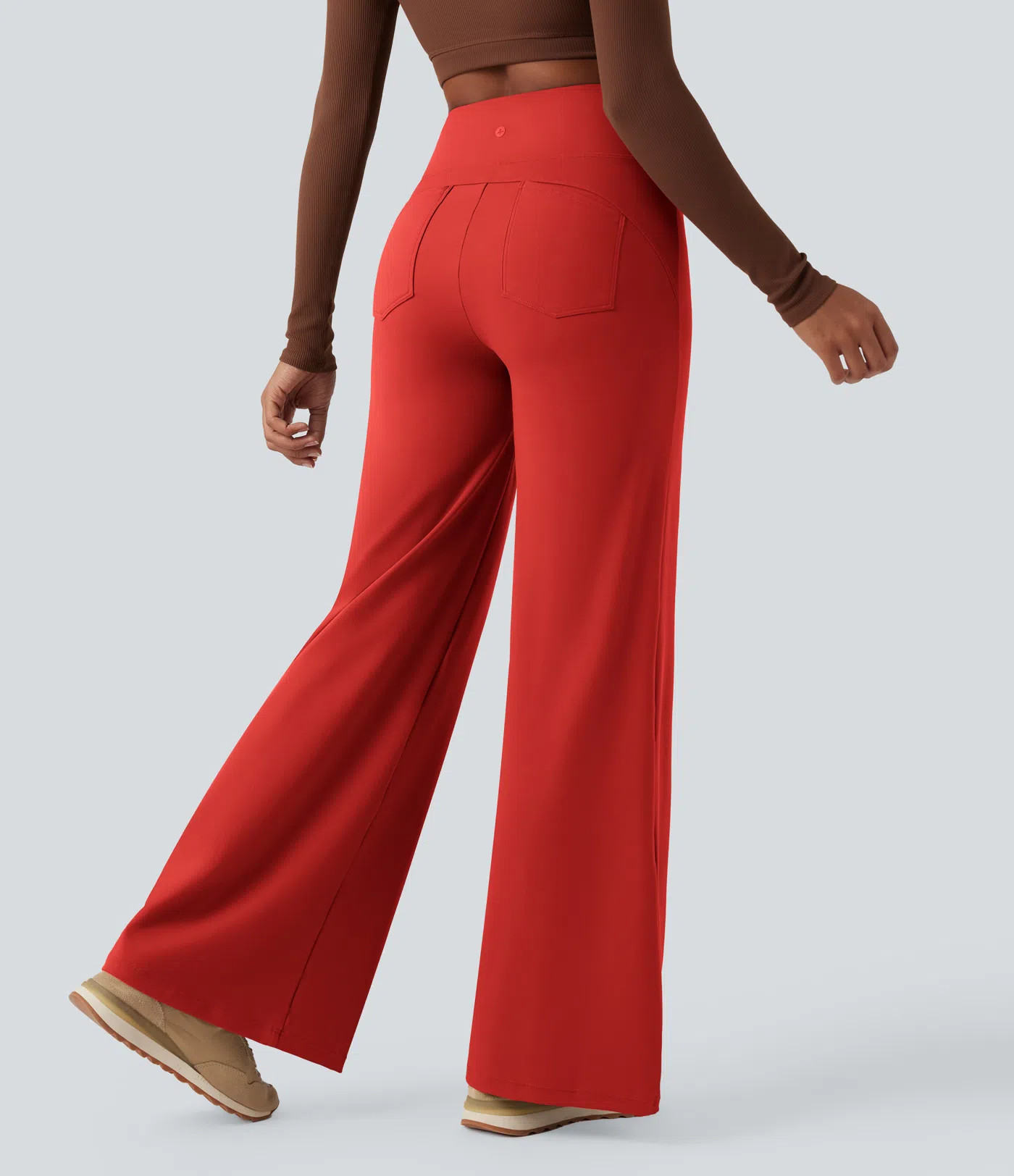 DayStretch High Waisted Tummy Control Wide Leg Baggy Yoga Pants with Pockets | HALARA