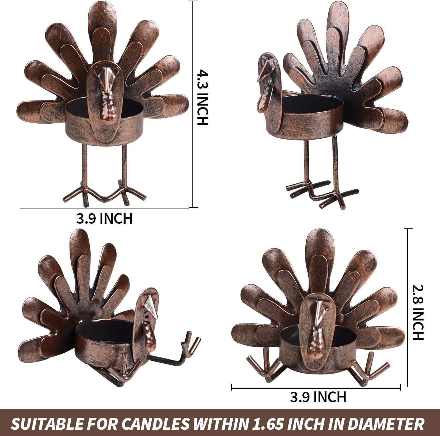ALLADINBOX Set of 6 Turkey Tea Light Candle Holders Thanksgiving Centerpiece, Fall Decorations, H... | Amazon (US)