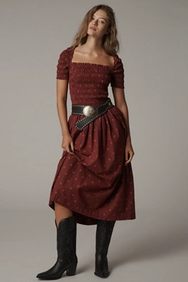 Damson Madder Malinda Smocked Midi Dress | Anthropologie (US)