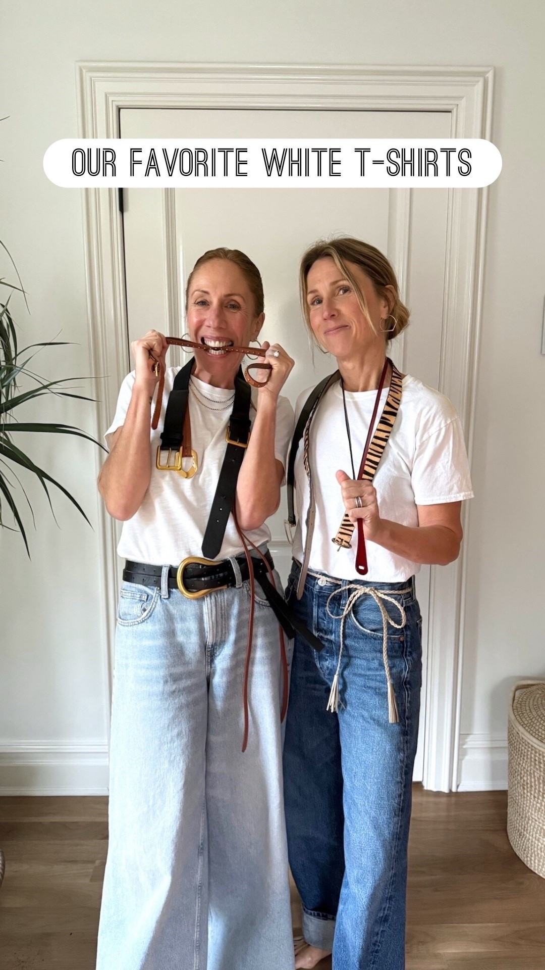 All our favorite fits and cuts, all in one place
We are both 5’6” 
Dianna is 130-ish lbs and Michelle is 120-ish lbs
Crz Yoga:
Cropped small
Regular XS
Fruit of the loom/Hanes:
Men’s small
Uniqlo/Free People baby tees:
XS
Leset:
Small (but wish it was an XS)