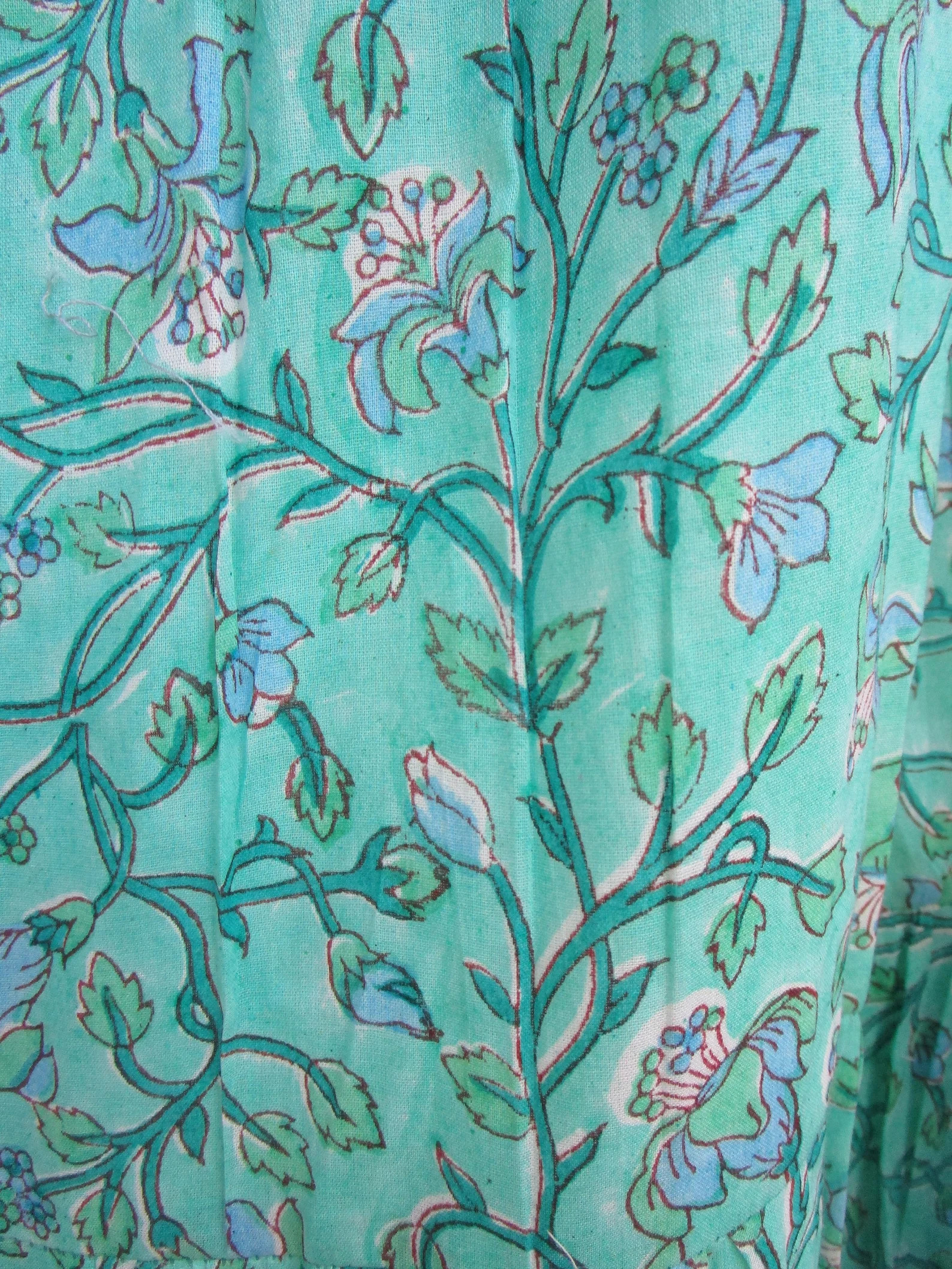 sea green pattern printed cotton long maxi dress - v neckline summer maxi dress - long sleeve max... | Etsy (US)