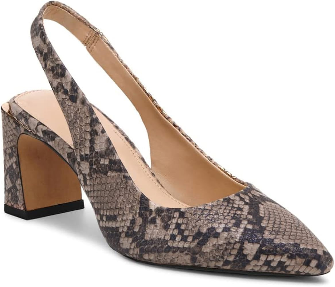 Jeimpoey Womens Slingback Chunky Heels Point-toe Pump Shoes Block Heel Summer Sandals Low-heel Pa... | Amazon (US)