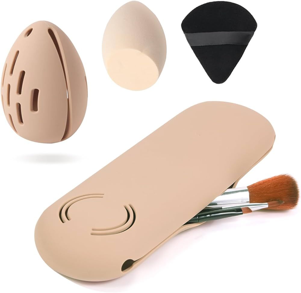 Azmoncy Large Silicone Makeup Brush Holder and Makeup Sponge Holder Set, Blender Case Organizer, ... | Amazon (US)