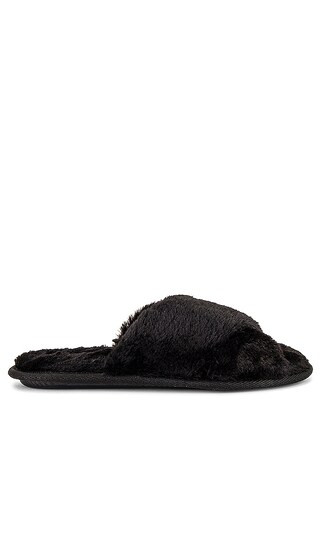 Victoria Teddy Criss Cross Slipper in Black | Revolve Clothing (Global)