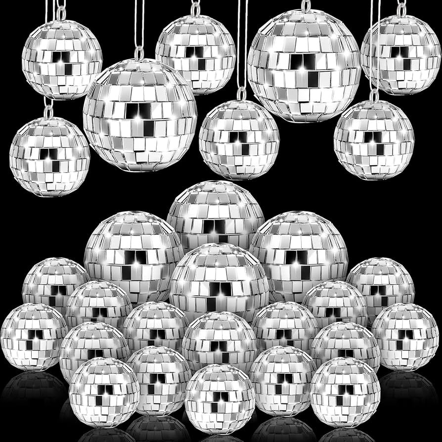 50 Pcs Disco Balls Ornaments Mini Disco Balls Silver Hanging Decorations Reflective Mirror Ball C... | Amazon (US)